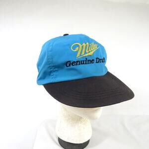 Miller Genuine Draft Hat Trucker Baseball Cap Blue Black Adjustable Snapback 90s